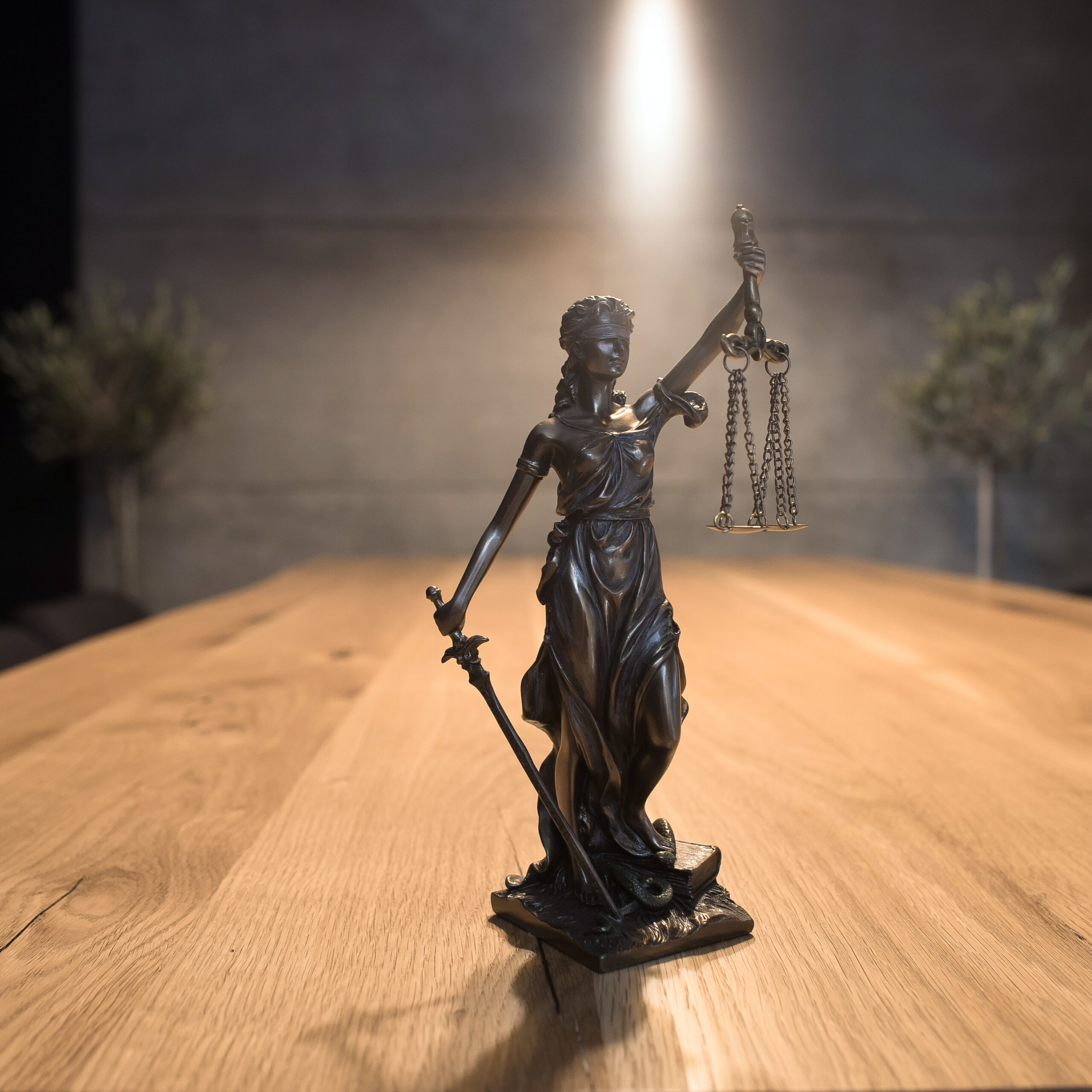 Lawyers office concept on rustic wooden table.